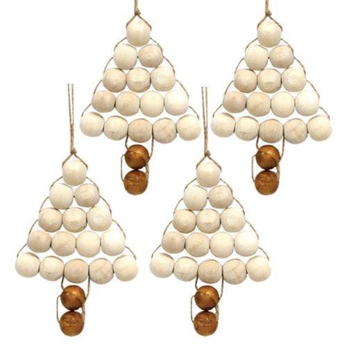4 Set Natural Bead Tree Ornaments - The Fox Decor