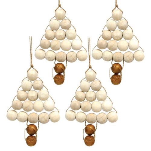 4 Set Natural Bead Tree Ornaments