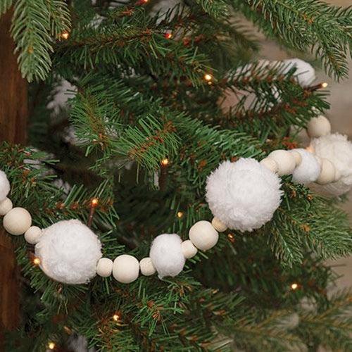 Snowball & Natural Bead Garland - The Fox Decor