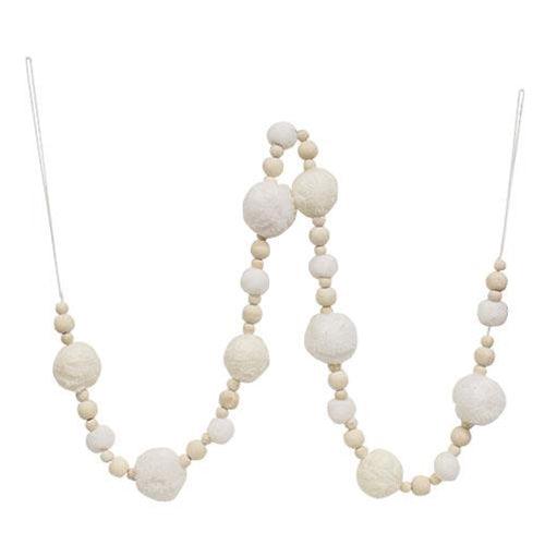 Snowball & Natural Bead Garland - The Fox Decor