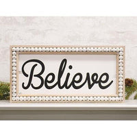 Beaded Distressed Believe Sign - The Fox Decor
