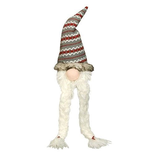 Long Braids Santa Gnome with Striped Hat