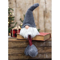 Small Dangle Leg Plush Fuzzy Gray Santa Gnome - The Fox Decor