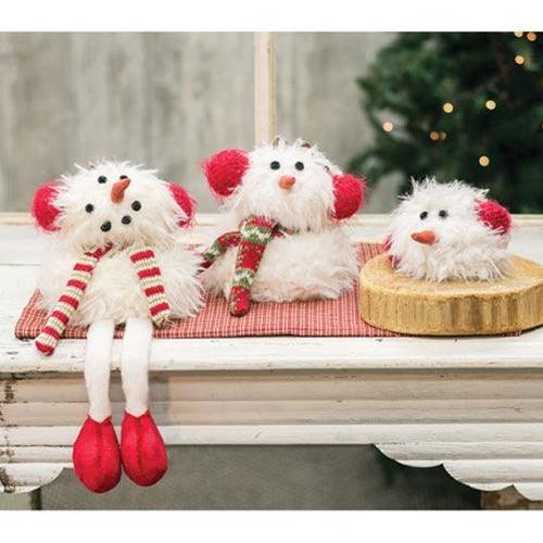 Furry Snowman w Earmuffs Ornament - The Fox Decor