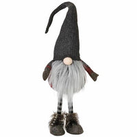 Thumbnail for Standing Plush Red Dk Gray Plaid Santa Gnome w Dk Gray Hat
