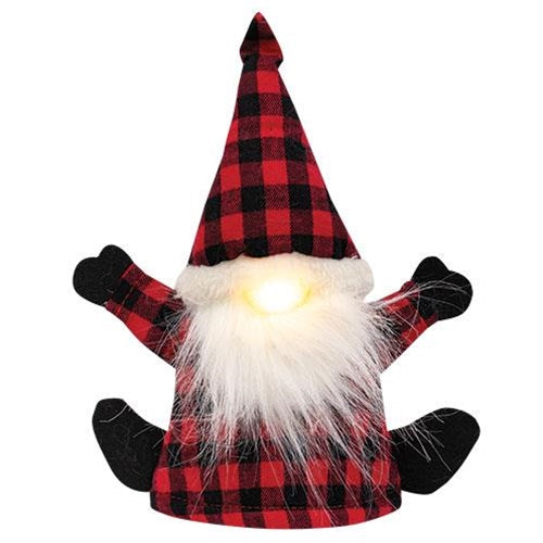 Plush Plaid Santa Gnome Bottle Topper w LED Light 3 Asstd