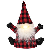 Thumbnail for Plush Plaid Santa Gnome Bottle Topper w LED Light 3 Asstd