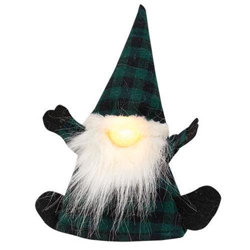Plush Plaid Santa Gnome Bottle Topper w LED Light 3 Asstd - The Fox Decor