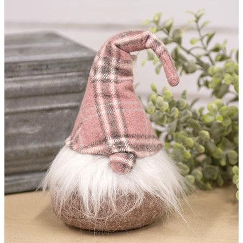 Sitting Plush Pink Plaid Santa Gnome - The Fox Decor
