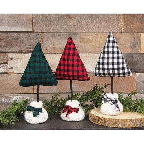 Med Plush Plaid Tree 3 Asstd