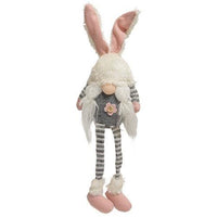 Mr & Mrs Striped Bunny Gnome w Dangle Legs 2 Asstd - The Fox Decor