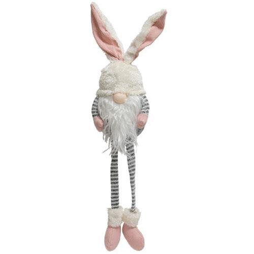 Mr & Mrs Striped Bunny Gnome w Dangle Legs 2 Asstd - The Fox Decor