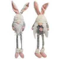Mr & Mrs Striped Bunny Gnome w Dangle Legs 2 Asstd - The Fox Decor