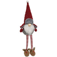 Fuzzy Red Gnome with Reindeer Slippers - The Fox Decor