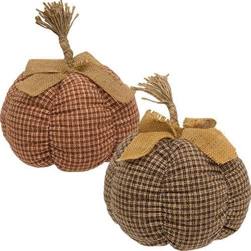 Large Country Plaid Pumpkin 2 Asstd - The Fox Decor