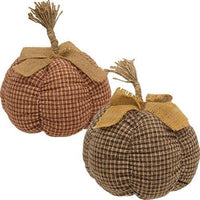 Large Country Plaid Pumpkin 2 Asstd - The Fox Decor