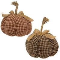 Medium Country Plaid Pumpkin 2 Asstd - The Fox Decor