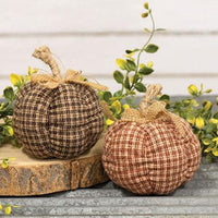 Small Country Plaid Pumpkin 2 Asstd - The Fox Decor