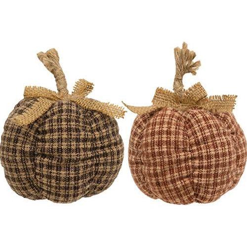 Small Country Plaid Pumpkin 2 Asstd - The Fox Decor