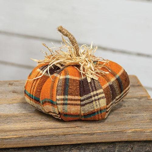 Harvest Plaid Medium Fabric Pumpkin - The Fox Decor
