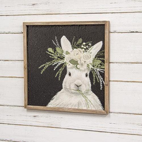 Sparkle Floral Crown Bunny Sign - The Fox Decor
