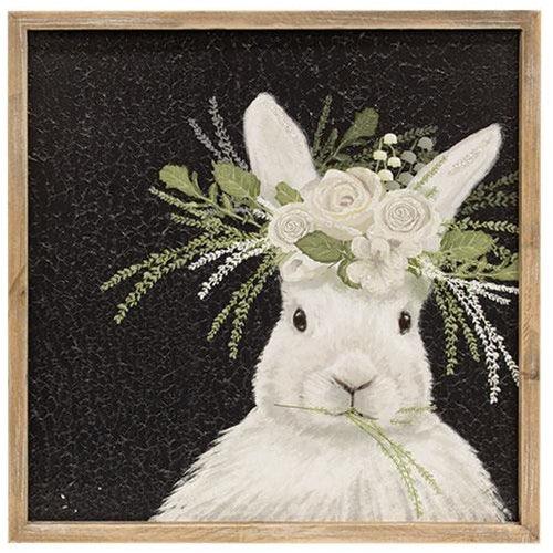 Sparkle Floral Crown Bunny Sign - The Fox Decor