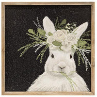 Sparkle Floral Crown Bunny Sign - The Fox Decor