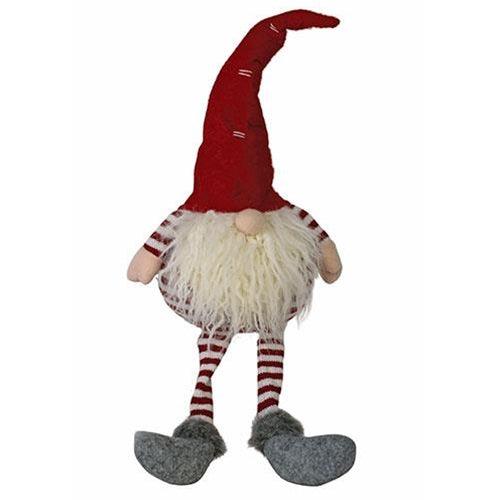 Dangle Leg Plush Red White Striped Santa Gnome - The Fox Decor