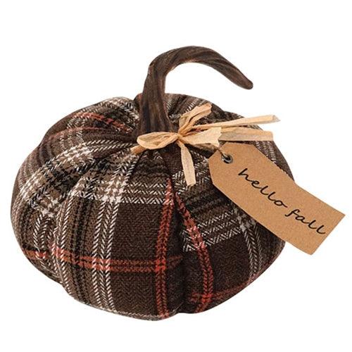 Medium Plush Hello Fall Plaid Pumpkin