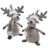 Gray Plaid Winter Reindeer 2 Asstd - The Fox Decor