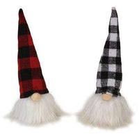 Plush Plaid Santa Gnome w LED Light 2 Asstd - The Fox Decor