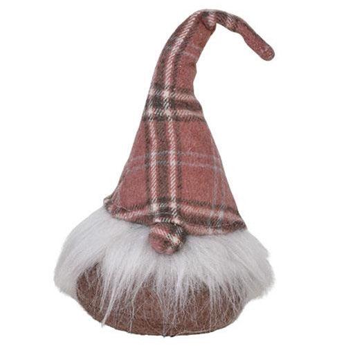 Sitting Plush Pink Plaid Santa Gnome - The Fox Decor