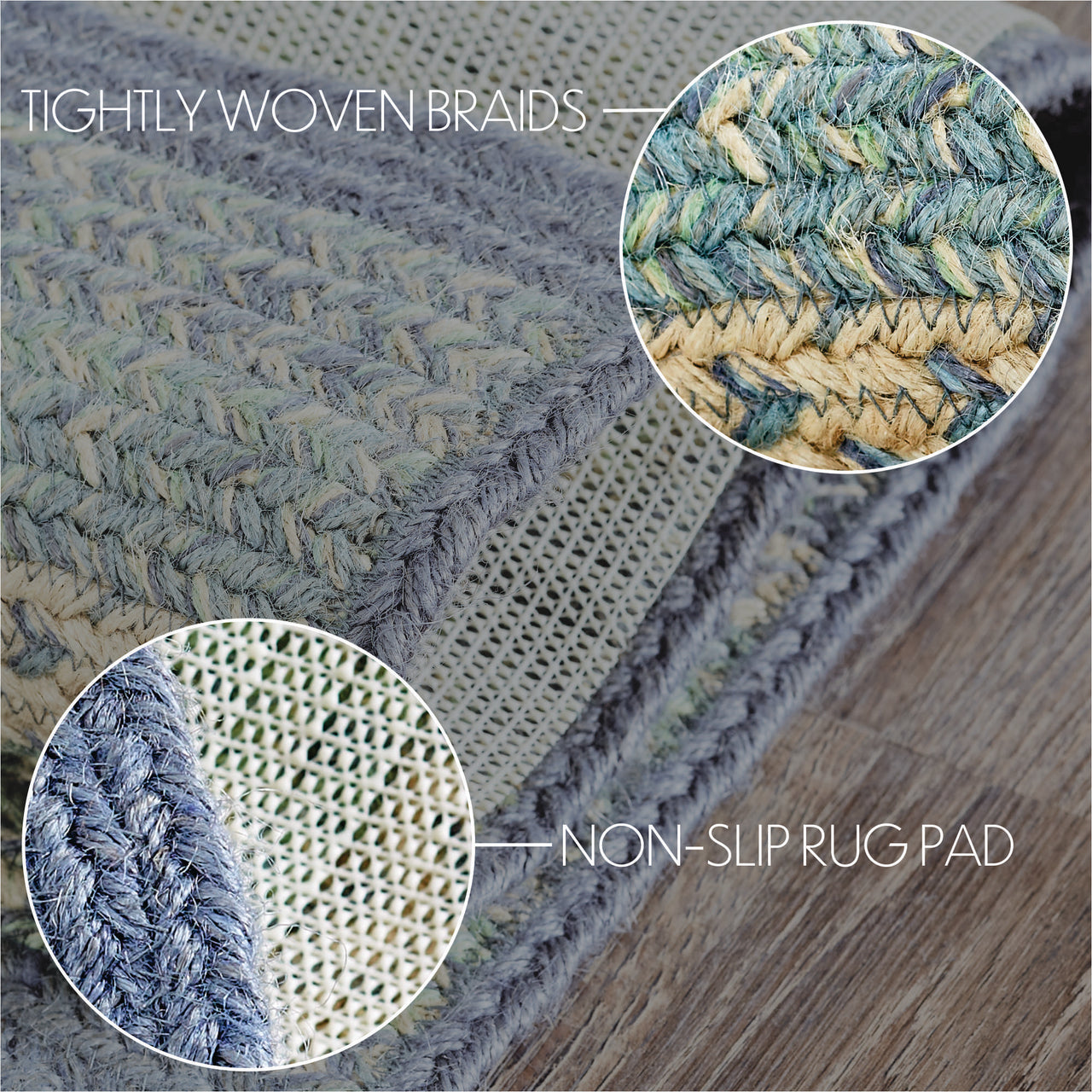 Jolie Jute Half Circle Braided Rug w/ Pad 19.5"x36" VHC Brands - The Fox Decor