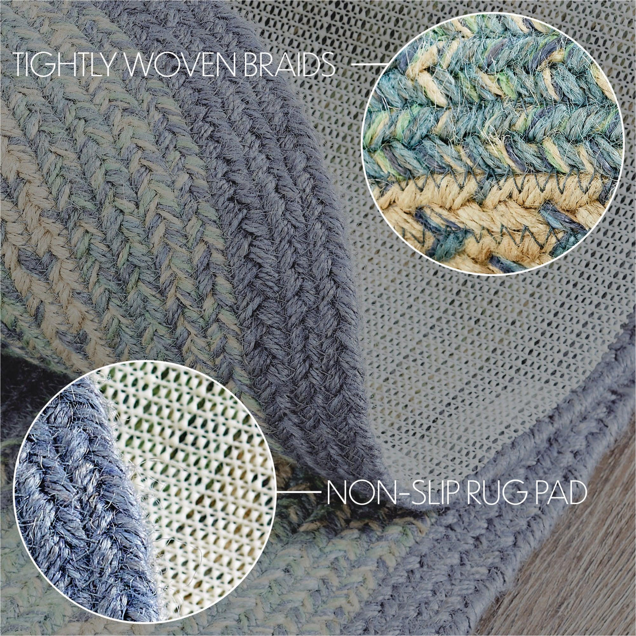 Jolie Braided Jute Oval Braided Rugs with Rug Pad - VHC Brands - The Fox Decor