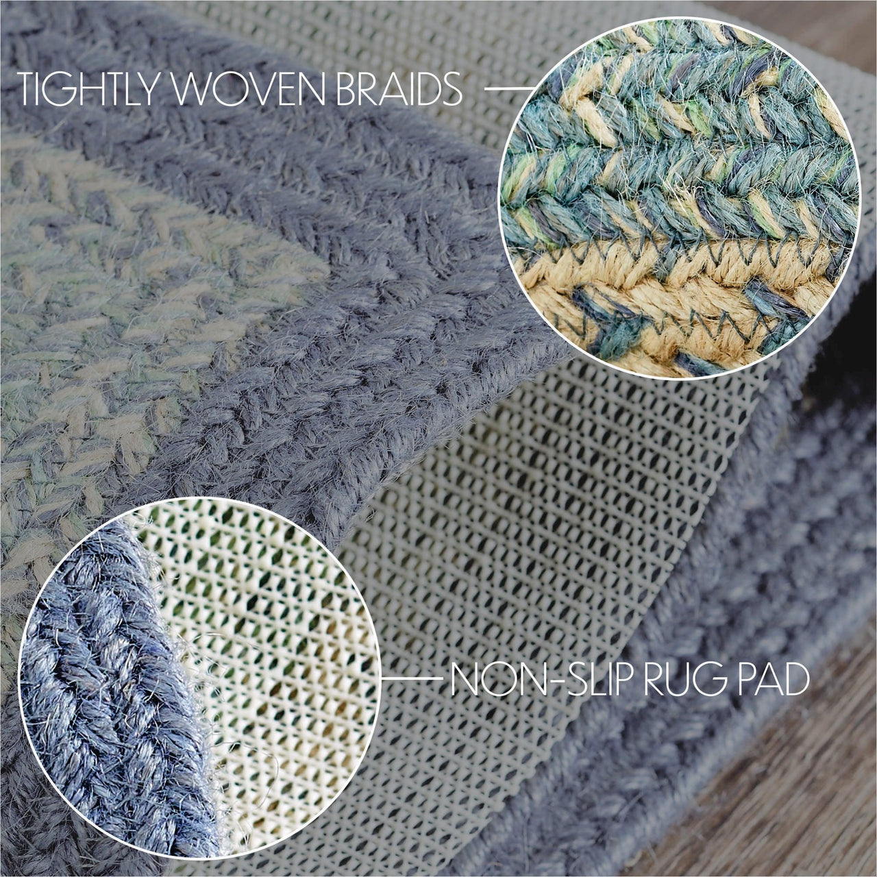 Jolie Braided Jute Rectangle Rugs with Rug Pad - VHC Brands - The Fox Decor