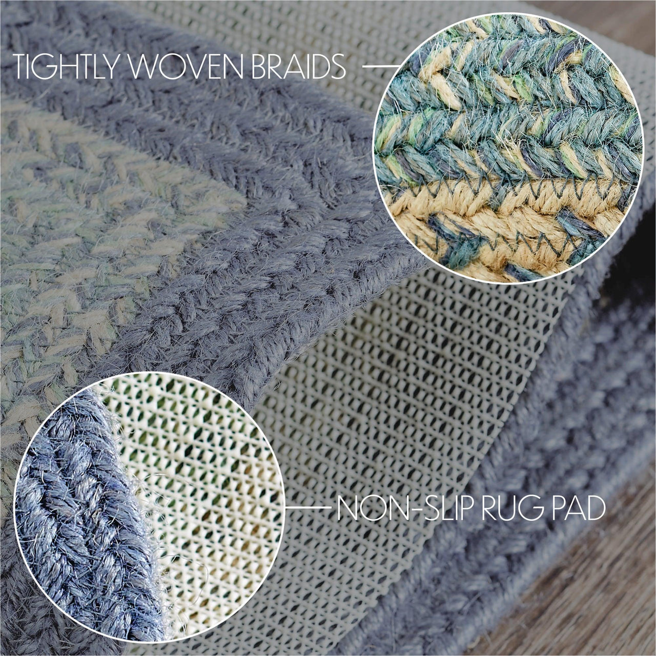 Jolie Braided Jute Rectangle Rugs with Rug Pad - VHC Brands