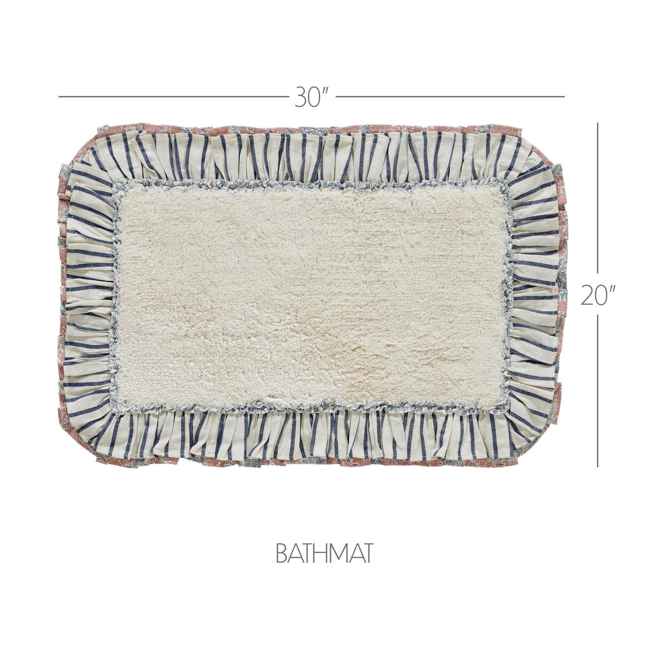 Kaila Ticking Blue Bathmat 20x30 - The Fox Decor