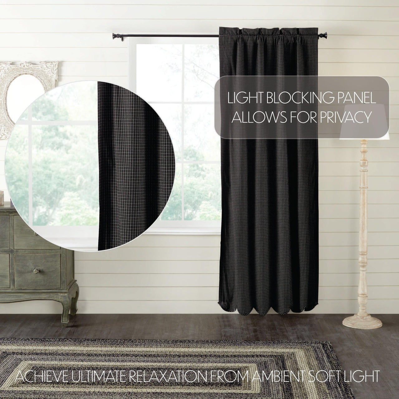 Kettle Grove Plaid Scalloped Blackout Panel 84x40 VHC Brands - The Fox Decor