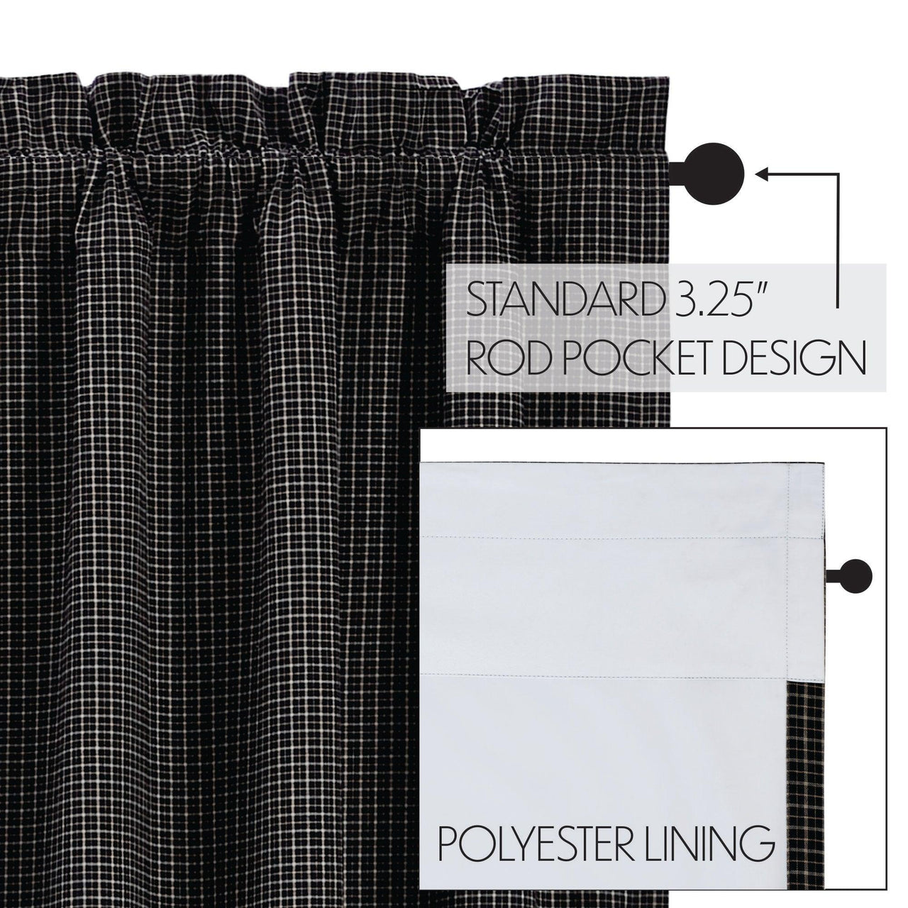 Kettle Grove Plaid Scalloped Blackout Panel 84x40 VHC Brands