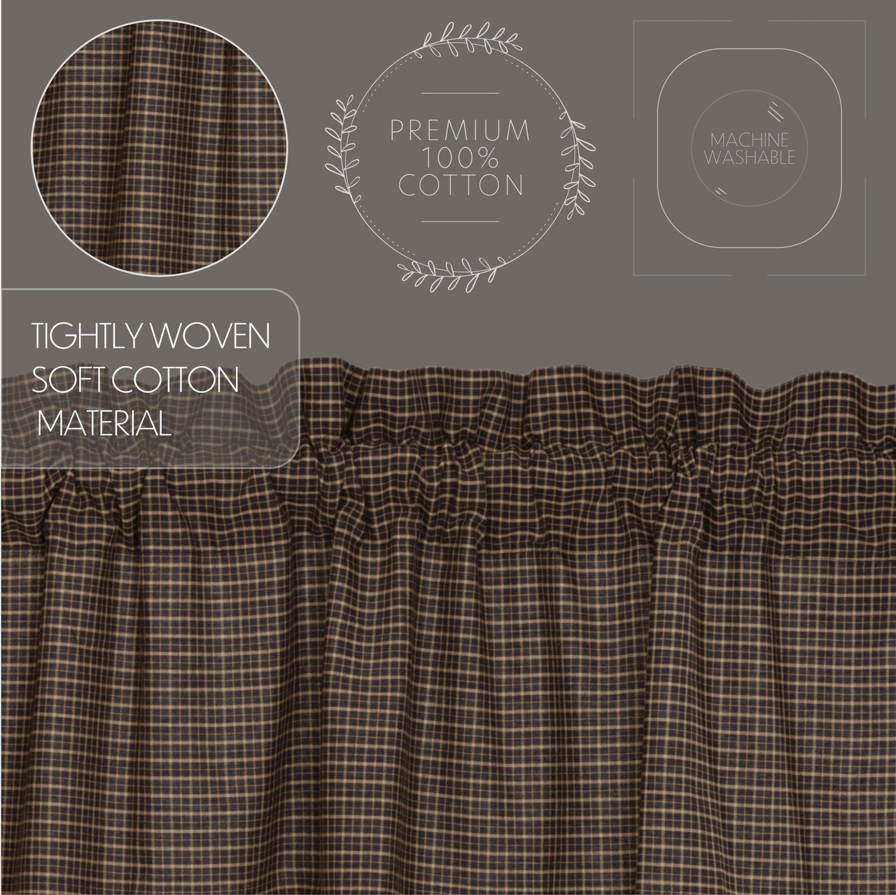 Kettle Grove Plaid Scalloped Blackout Panel 84x40 VHC Brands - The Fox Decor