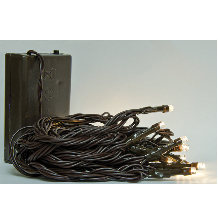 LED Battery Twinkle Lights, Brown Cord, 20ct