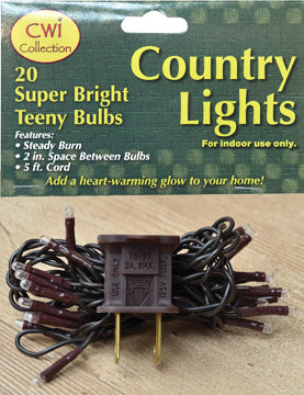 Teeny Lights, Brown Cord, 20ct