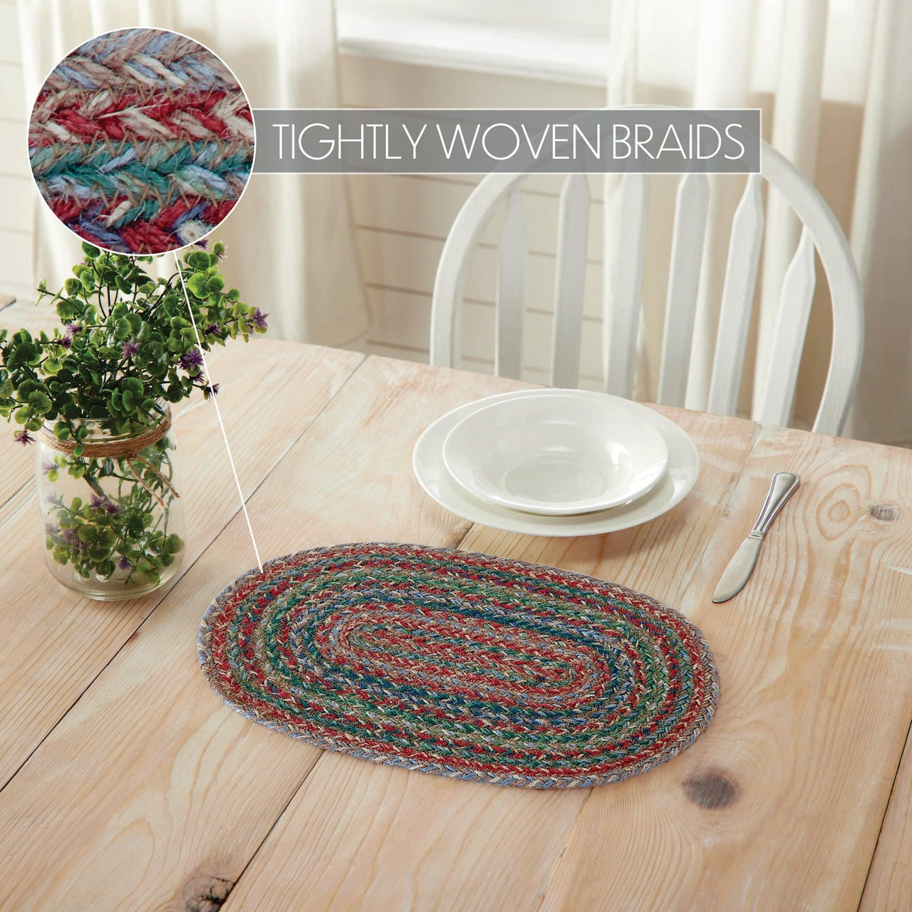 Multi Jute Oval Placemat 10x15 - The Fox Decor