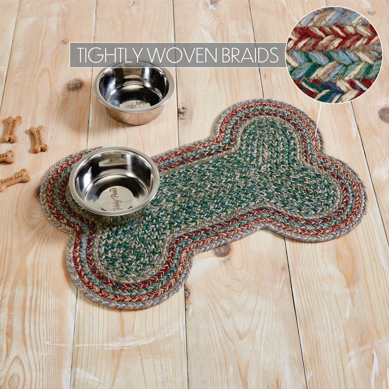 Multi Indoor/Outdoor Medium Bone Shape Braided Rug 15"x23" VHC Brands