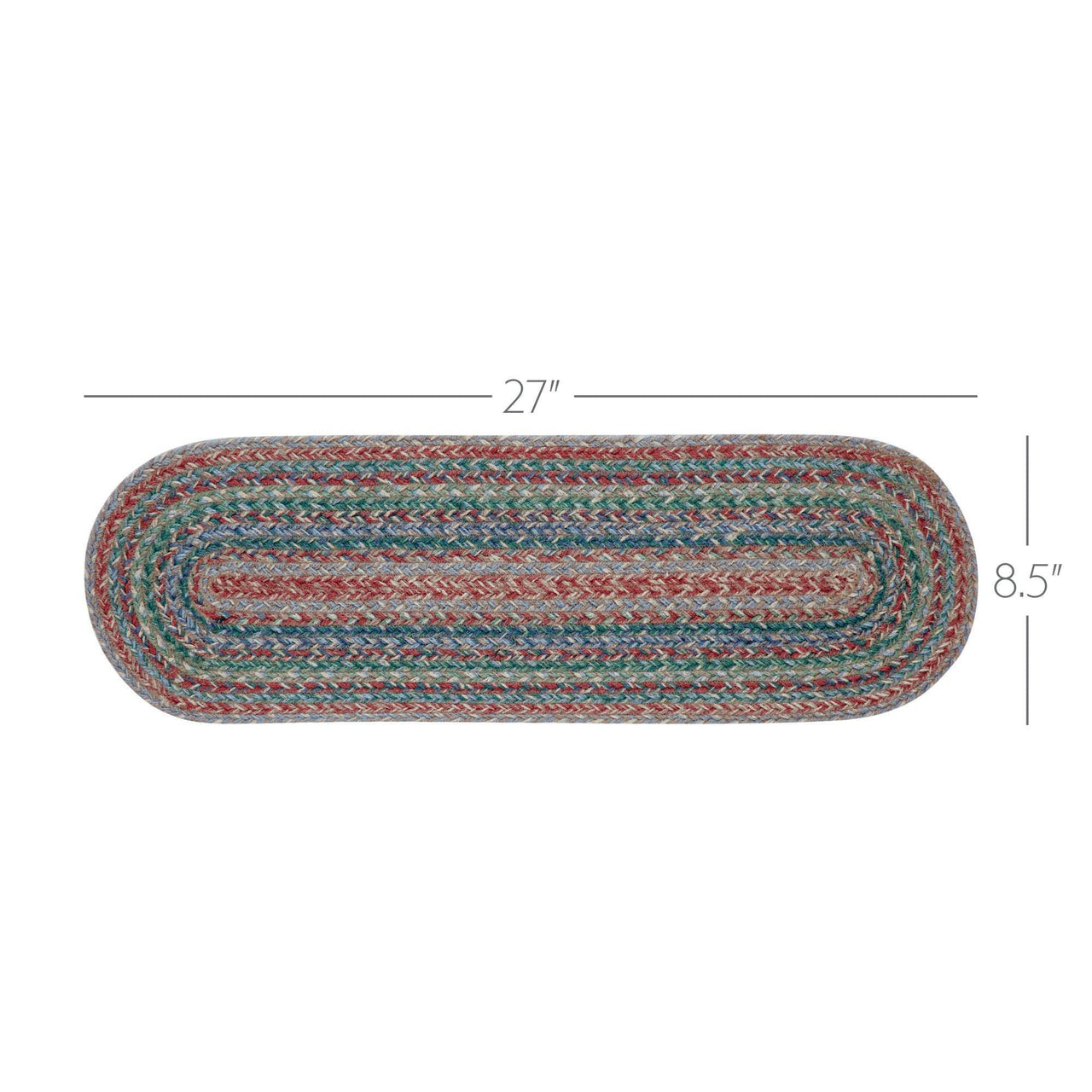 Multi Jute Stair Tread Oval Latex 8.5x27 - The Fox Decor