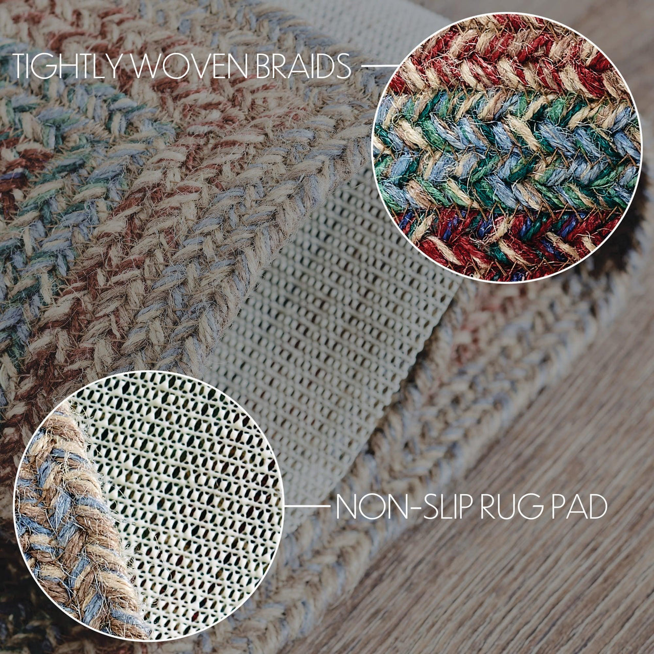 Multi Braided Jute Rectangle Rugs with Rug Pad - VHC Brands