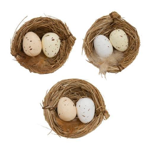 6 Set Natural Eggs in Nests - The Fox Decor