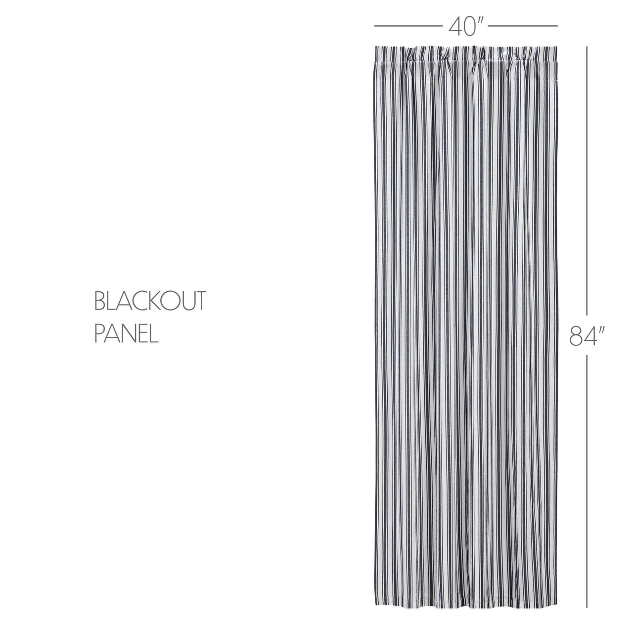 Sawyer Mill Black Ticking Stripe Blackout Panel Curtain 84x40 VHC Brands