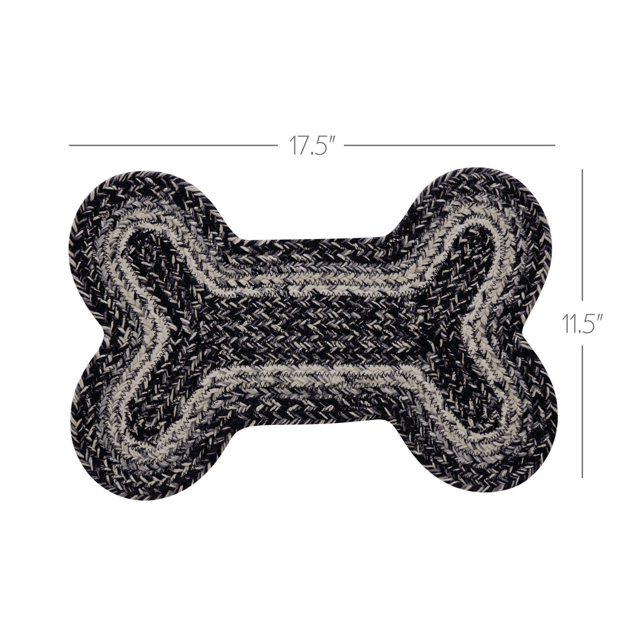 Sawyer Mill Black White Indoor/Outdoor Small Bone Braided Rug 11.5"x17.5" VHC Brands