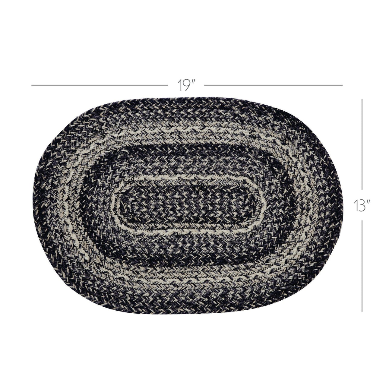 Sawyer Mill Black White Jute Oval Placemat 13x19 - The Fox Decor